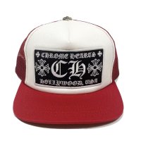 크롬하츠 모자 트러커 캡 Chrome Hearts CH Hollywood Trucker Hat Red/White