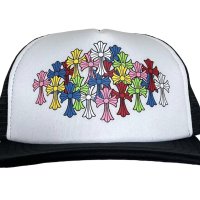 크롬하츠 모자 트러커 캡 Chrome Hearts Multi Color Crosses Trucker Hat Black/White