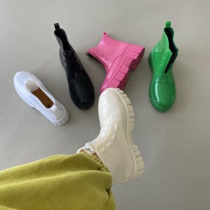 사계절 앞지퍼 레인부츠 비장화 키높이 통굽 숏 앵클