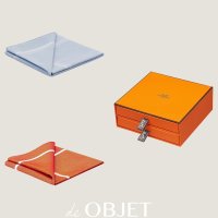 [HERMES] 에르메스 항카치 행커칩 손수건 선물 세트 [여러컬러] Hankachi handkerchief gift set Bleu Ciel Orange H221039G BOTU