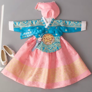 단아 양단 금파랑당의/금박분홍 (백일-15호)여아 아동 키즈 백일 돌 주니어 명절 한복