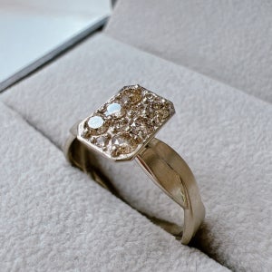 14K Dia 꼬냑 다이아 반지 무광 빈티지 엔틱 럭셔리 패션