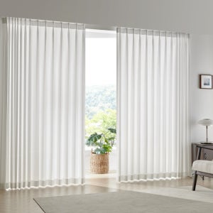 커튼명장 거실 비침없는 화이트 밀크쉬폰 차르르 나비주름 세트 가로50cm이하 세로 맞춤제작