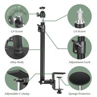 서랍형모니터받침대 데스크팁받침대 데스크탑 클립 삼각대 스탠딩 모니터, 1/4 인치 나사 볼 헤드 테이블 고정 장치, 링 라이트 조절 가능 브래킷 스탠드, DSLR 카메라