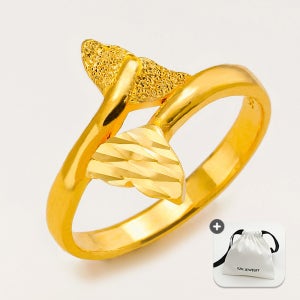 24K 순금 행운의 고래꼬리 반지 3.75g(1돈) 골드 99.9% +파우치