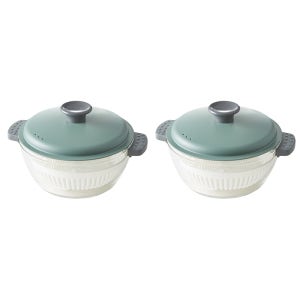 락앤락 전자레인지 찜기 계란찜 간편용기 유리캐서롤 1L+1L(&탈부착 손잡이)