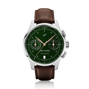 [AV86] 1934 텔레크론 그린 남성용 크로노그래프 가죽밴드 손목시계