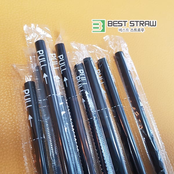 일회용 일자 개별포장 빨대 21cm 스트로우 500개 검정 국산