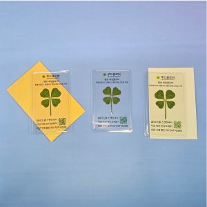 네잎클로버 맞춤제작 코팅카드 투명50개 명함 행운부적 선물 생일카드 개업 답례품