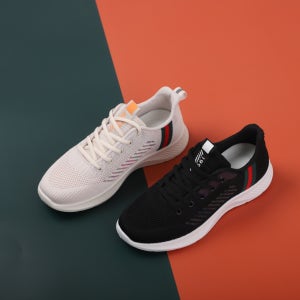 여성 발편한 스트라이프 러닝화 여름 니트 매쉬 배색 운동화 마라톤화 헬스장 메시 스니커즈