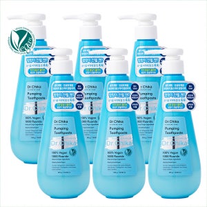 닥터치카 고불소 펌핑치약 히말라야 핑크솔트 불소함유 1000 펌프 대용량 285g, 6개