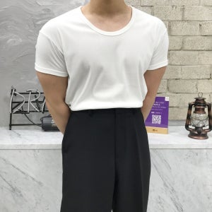 U넥 남자 머슬핏 반팔 티셔츠 이너티
