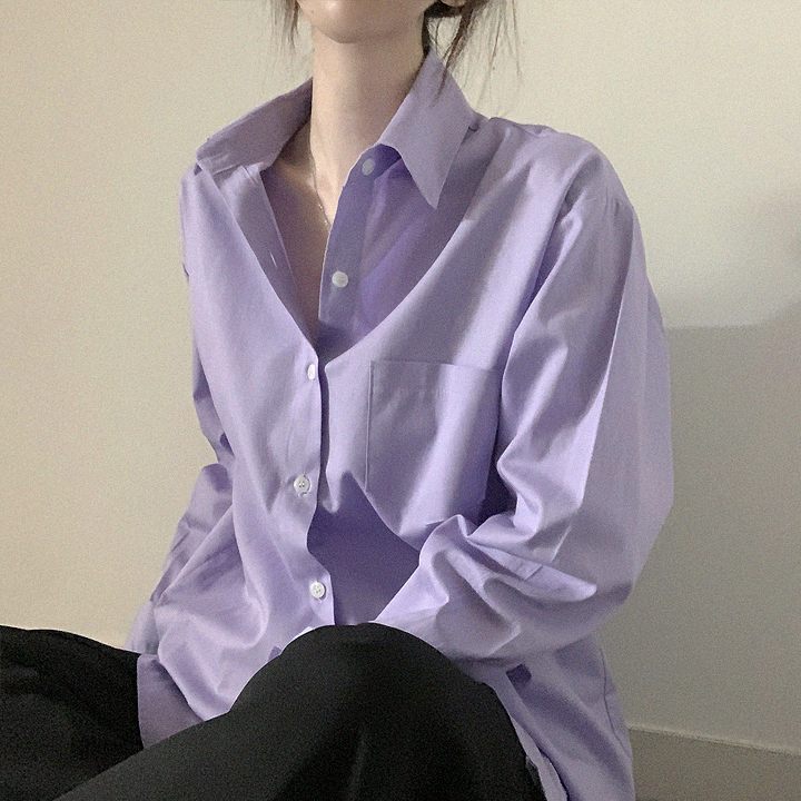 알록달록 오버핏 바스락 코튼면 여성 셔츠 흰셔츠 소라 옐로우 핑크 연보라