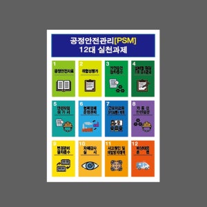 공정안전관리 PSM 12대 실천과제 AB985 10135 산업스티커 10x13.5cm