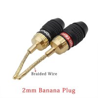 2개 괴물 2mm 바나나 플러그 HIFI 스수확 케이블 커넥터 구리 2MM 핀 피스 터미널