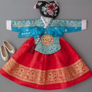 단아 양단 금박 파랑당의/금박빨강 (백일-15호)여아 유아 키즈 어린이 추석 설날 한복