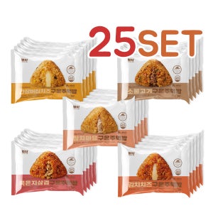 엄지식품 구운 주먹밥 5종 냉동김밥 5가지맛 믹스, 100g, 25개
