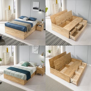 [우드와나] 고무나무 원목 무헤드 1단 2단 벙커 수납 서랍 침대 프레임 슈퍼싱글