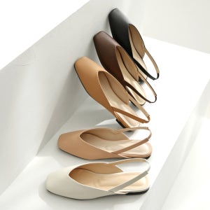 슬링백플랫 여성 빅사이즈 슬링백슈즈 발편한 스퀘어 밴딩