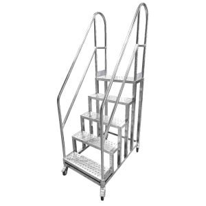 스텐(STS304) 5단 엠보타공 B/K바퀴형 계단 작업 발판 안전계단