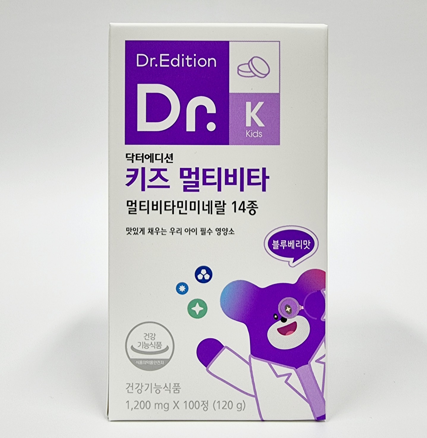 닥터에디션 <b>닥터 키즈 멀티비타</b> 츄어블 1,200 mg x 100정 (50일분) 어린이비타민 미네랄[리뉴얼]