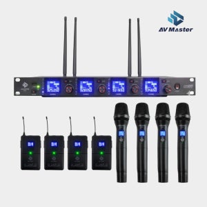 AVMaster 4채널 무선마이크 SMC-9004 전문가용 교회찬양팀 버스킹 렌탈