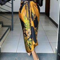 새틴 하프 스커트 아프리카 여성 캐주얼 레이스 업 프린트 여름 패션