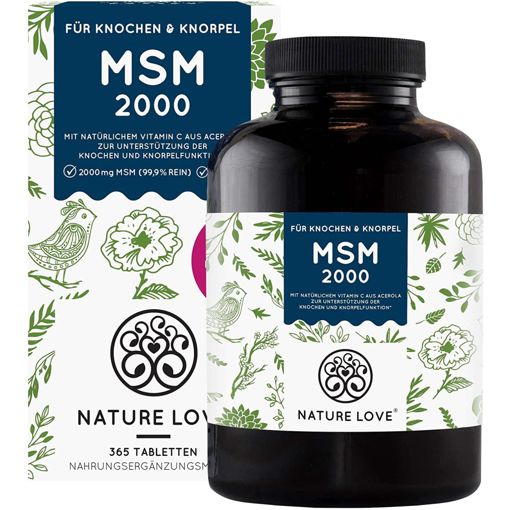 <b>네이처러브</b> MSM 2000mg 365캡슐 <b>관절</b> 비타민C 고용량 비건 독일산