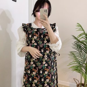 프릴앞치마 원피스형 꽃무늬 플로리스트 네일샵