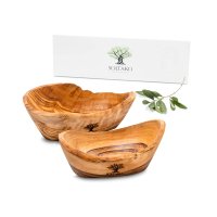 스위스 Soltako 올리브 나무 원목 보울 그릇 견과류 간식 보석 딥디쉬 2개, 수공예