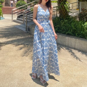 휴양지룩 블루비치 트임 여름 비치 원피스