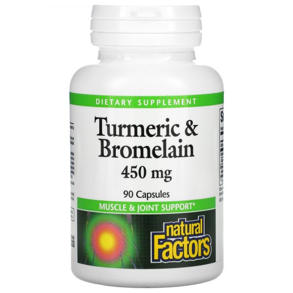 내추럴팩터스 강황 터메릭 &amp;브로멜라인 450mg 90정 Turmeric Bromelain