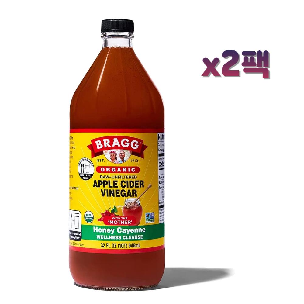 Bragg 애플사이다비네거 미라클 <b>클렌즈</b> 농축액 946ml x2병 허니카이옌
