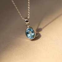 [쏘네] 전체 실버 925 스위스 블루 토파즈 목걸이, All Silver 925 Swiss Blue Topaz Necklace