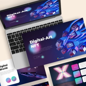Digital-Art NFT 파워포인트 PPT 템플릿 (가상현실, 기술, 비트코인, 주식, 금융, 경제, 디지털, IT)
