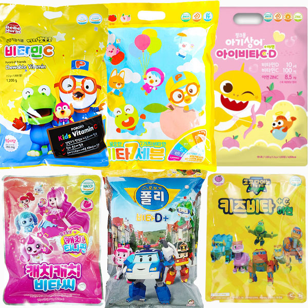뽀로로<b>비타민</b> 1000정 로보카폴리 캐치티니핑 핑크퐁 아기상어 유아 <b>키즈</b>