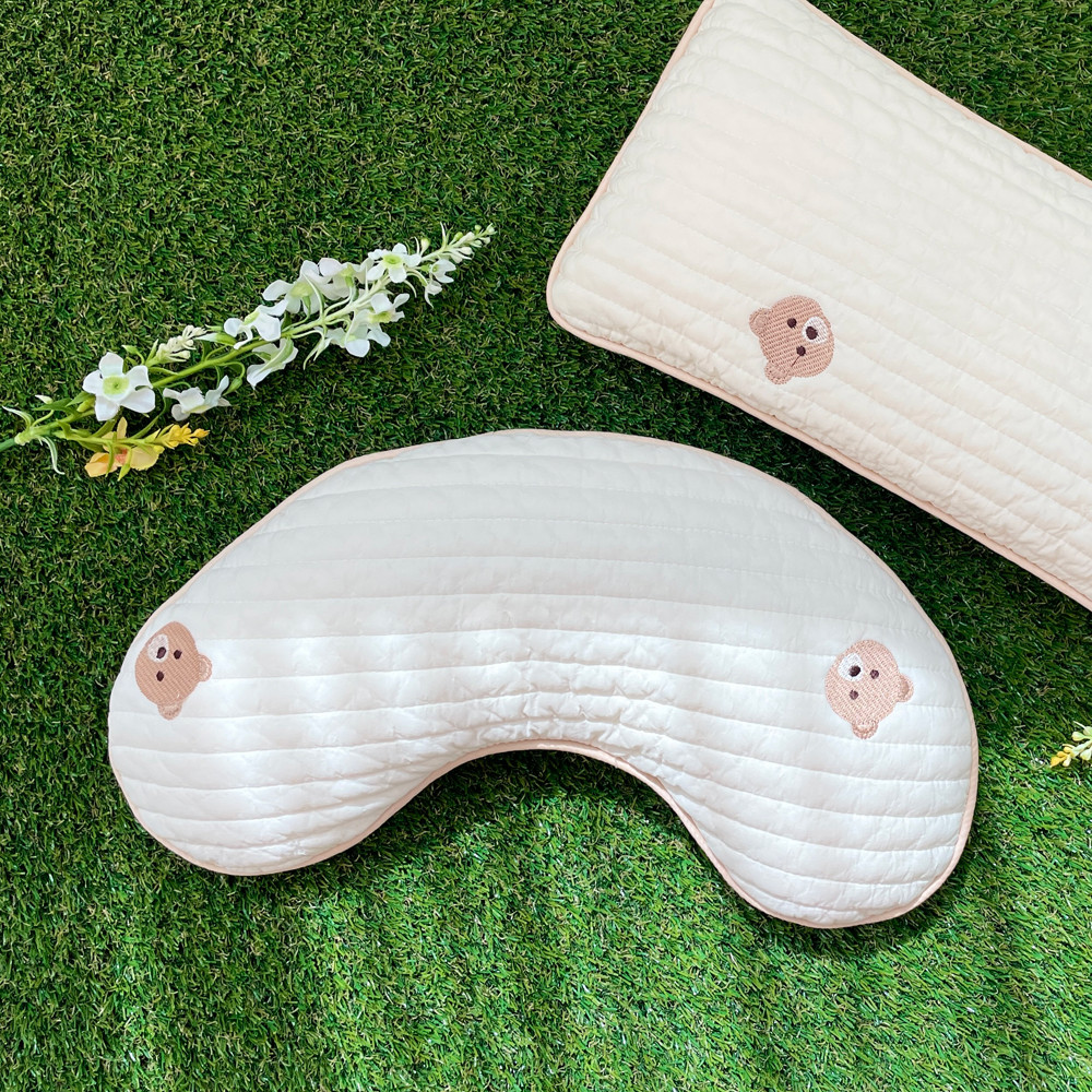 강아지베개 프리미엄 피그먼트 알러지제로 순면누빔 애견베개 베어 반달M