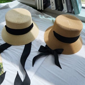 여름밀짚모자 휴가 바캉스 신혼여행 호캉스 리본끈 예쁜 여성 큰챙모자