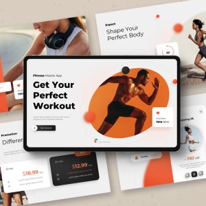 피트니스 모바일 앱 서비스 피치덱 파워포인트 PPT 템플릿 (어플, 헬스, 건강, 운동, 건강, 라이프스타일)