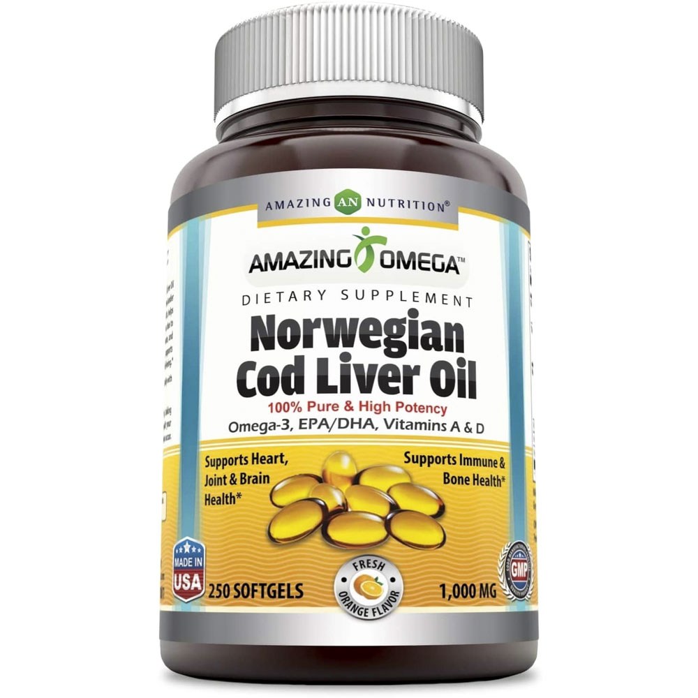 어메이징뉴트리션 노르웨지안 <b>코드 리버 오일</b> 1000mg 오렌지 250캡