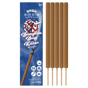 스틱 모기향 5개입 굿나잇 방탄킬라 3시간 지속 캠핑 낚시 야외 휴대 해충 퇴치 살충 향