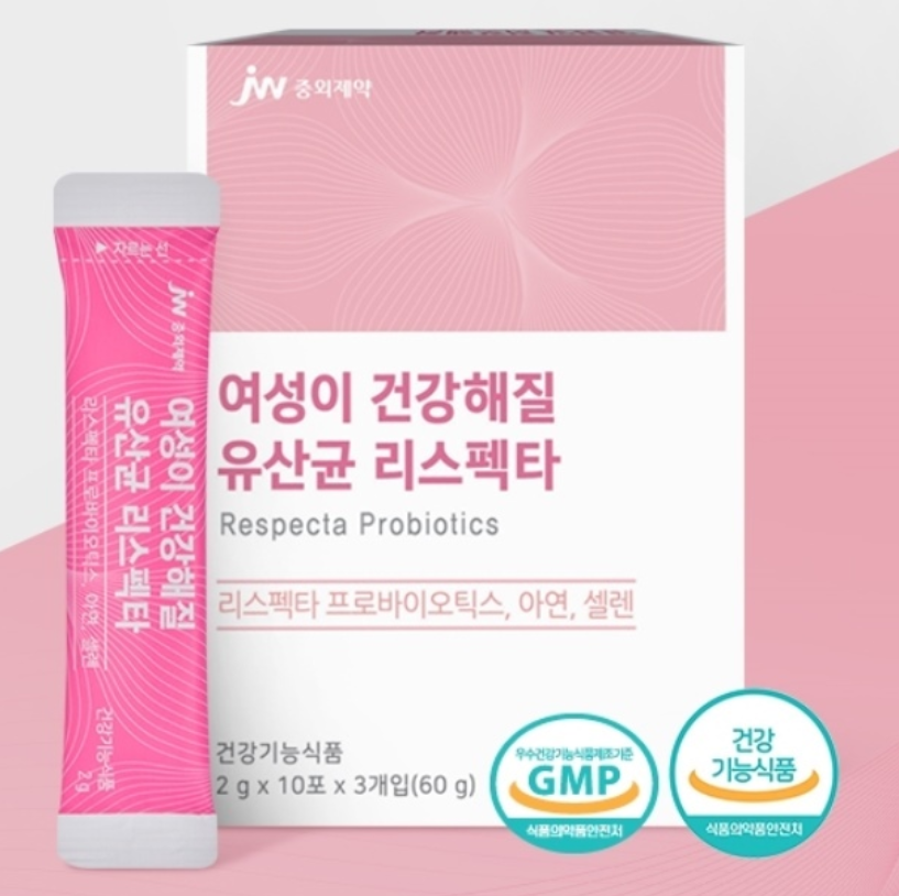 <b>중외제약</b> 여성질유산균 50억 유산균 리스펙타 (30일 분)