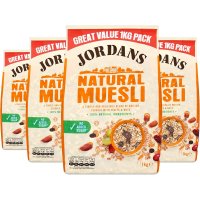 Jordans Natural Muesli Cereal 조단스 네추럴 뮤즐리 식이섬유 섬유질 아침식사 시리얼 1kg 4팩