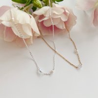 [무료배송] 실버925 크리스탈 진주 목걸이 원석목걸이 necklace (실버, 골드)