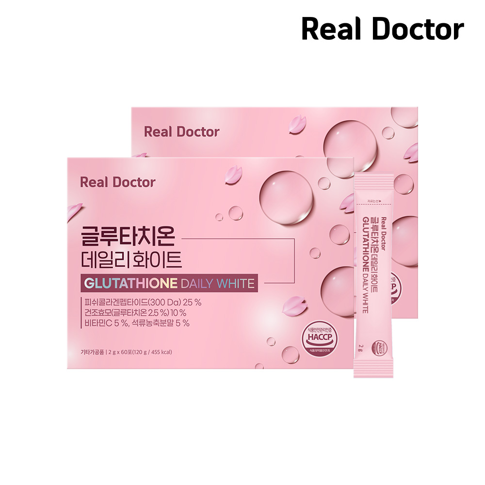 <b>리얼닥터</b> 글루타치온 데일리 화이트 대용량 석류맛 60포, 2개