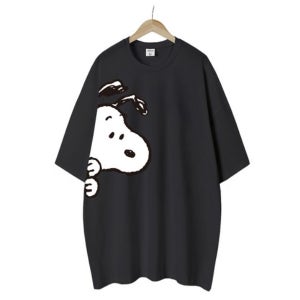 피너츠 반팔 티셔츠 스누피 캐릭터 루즈핏 커플티