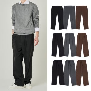 남자 슬랙스 가을 겨울 캐주얼 바지 밴딩 와이드 투턱 5종