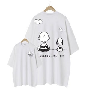 정식피너츠라이센스 오버핏 반팔티 남여공용 지금이순간 루즈핏 캐릭터티