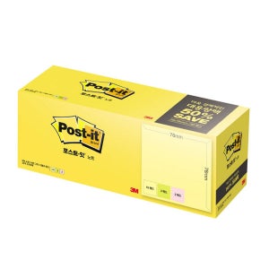 3M 포스트잇 654-20A 알뜰팩 색상혼합 /76X76mm 100매X20개