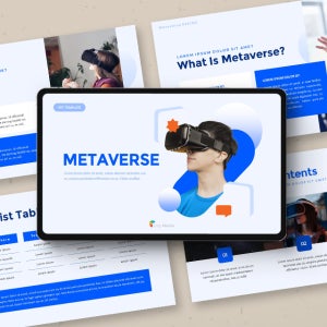 가상현실 메타버스 파워포인트 PPT 템플릿 (증강현실, VR, AR, 가상공간, 인공지능, 기술, 미래, Metaverse)